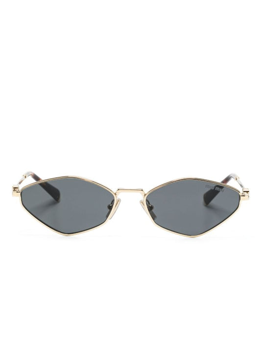 Gold-tone Miu Regard Geometric-frame Sunglasses
