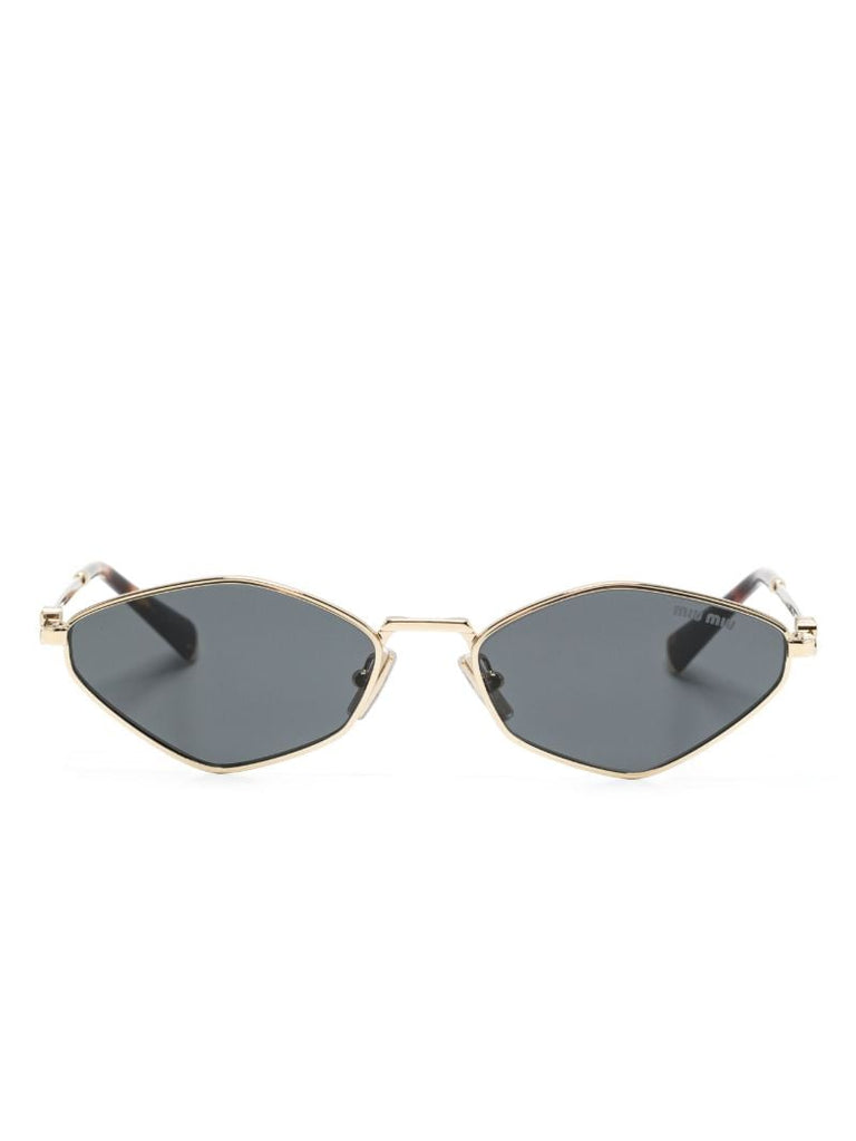 Gold-tone Miu Regard Geometric-frame Sunglasses