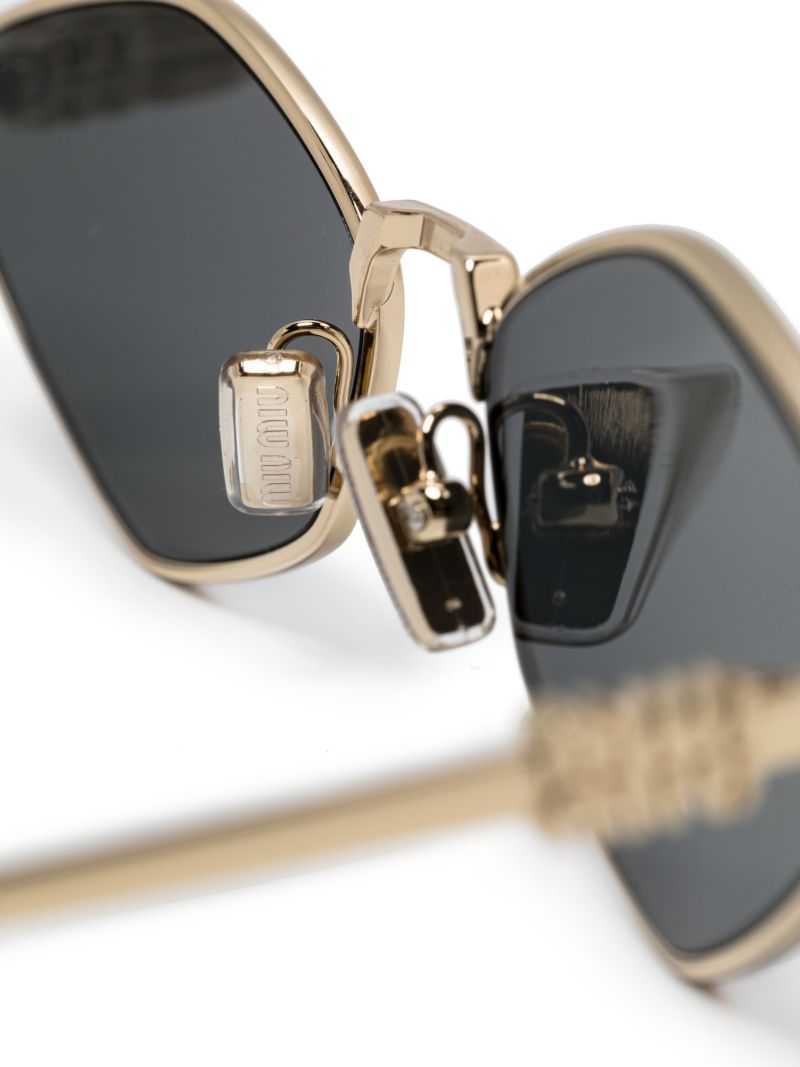 Gold-tone Miu Regard Geometric-frame Sunglasses