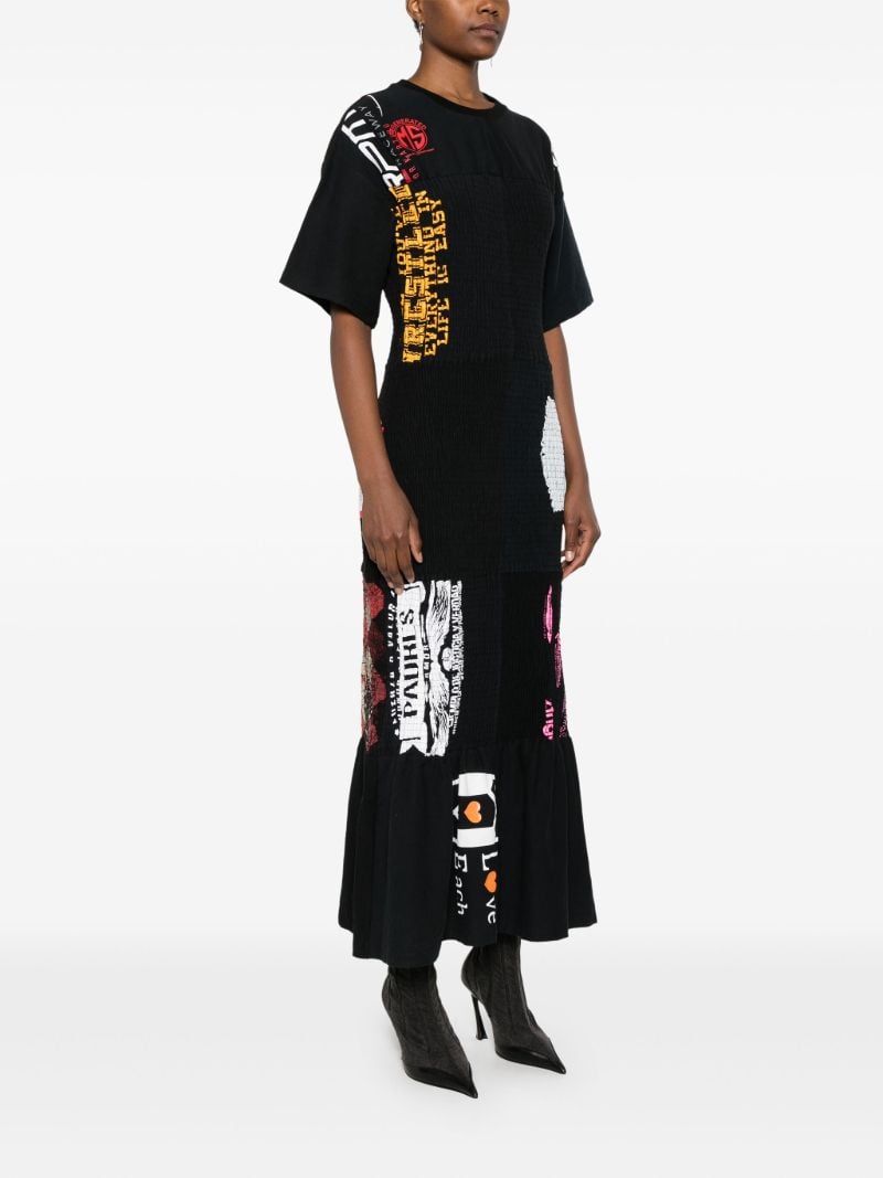 Elasticated Panelling Printed Maxi Dress