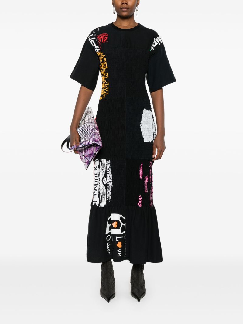 Elasticated Panelling Printed Maxi Dress