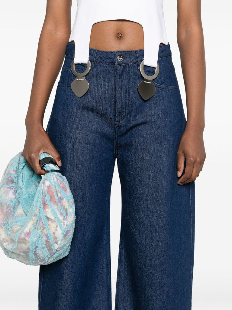 Blue Mid-rise Wide-leg Jeans