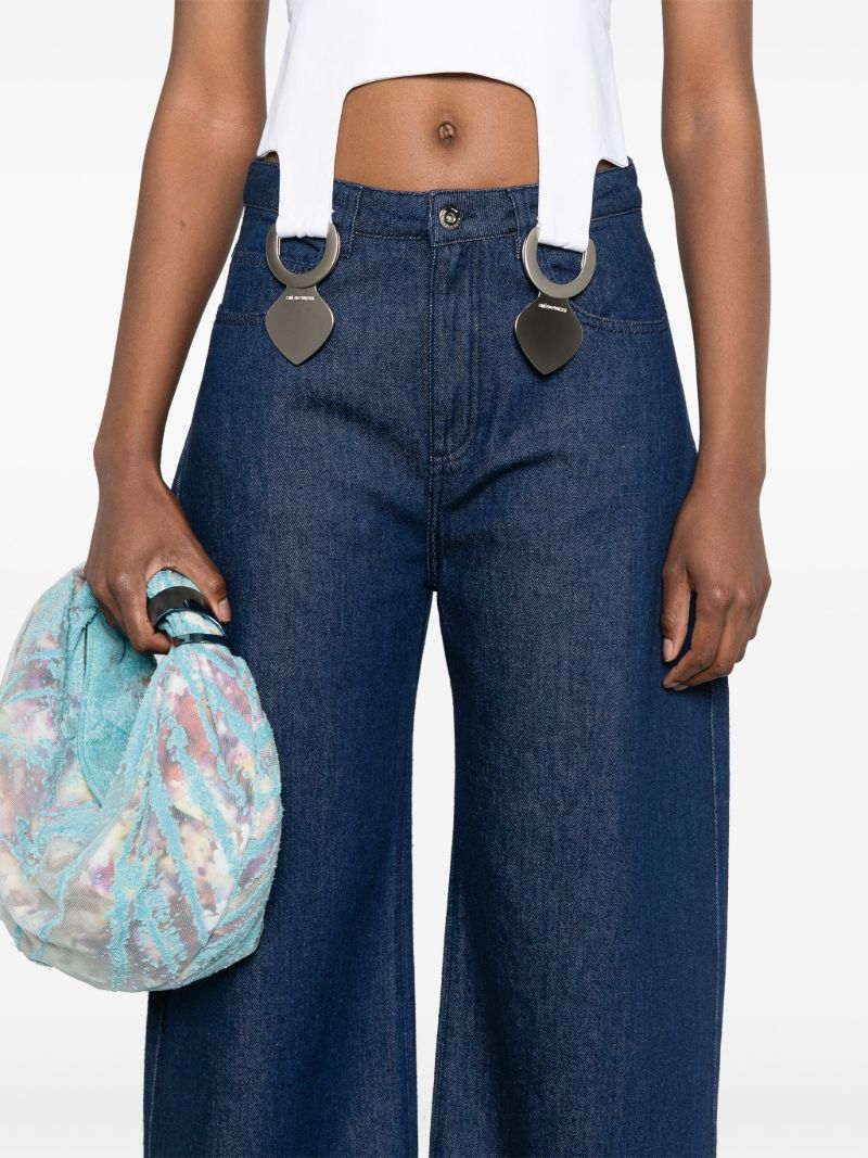 Blue Mid-rise Wide-leg Jeans