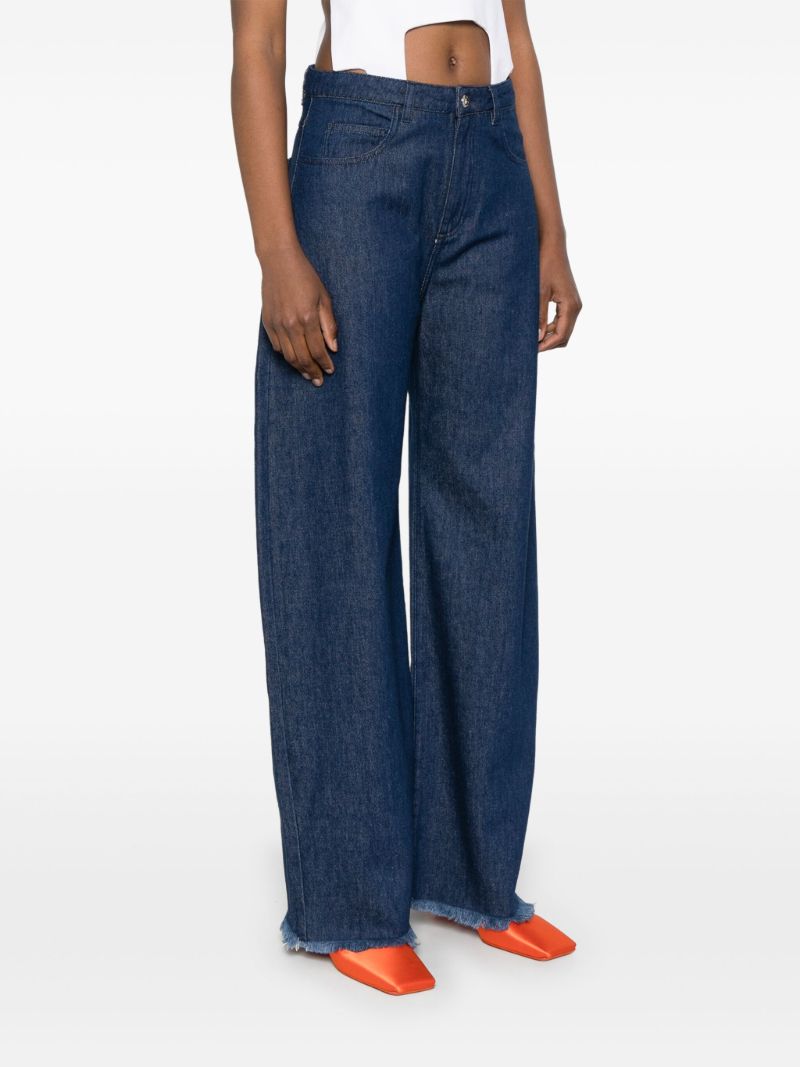 Blue Mid-rise Wide-leg Jeans