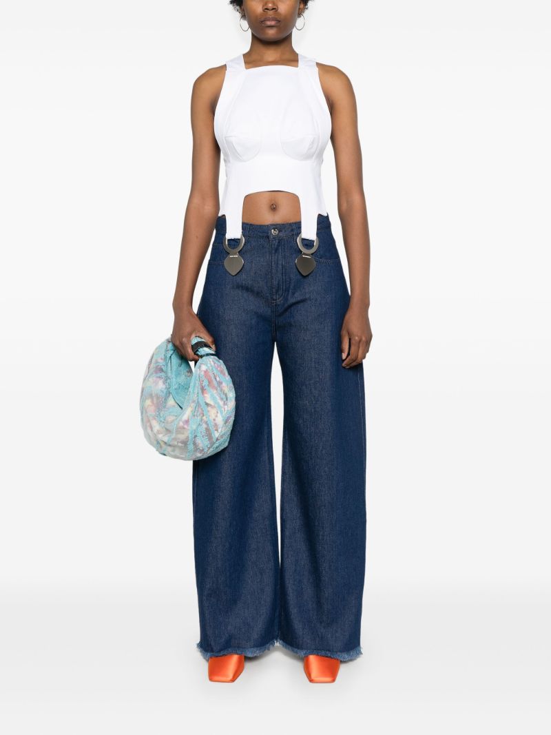 Blue Mid-rise Wide-leg Jeans