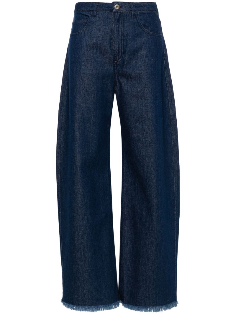 Blue Mid-rise Wide-leg Jeans