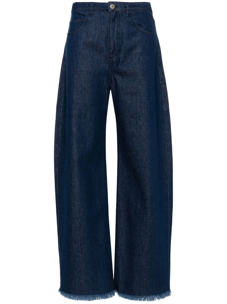Blue Mid-rise Wide-leg Jeans
