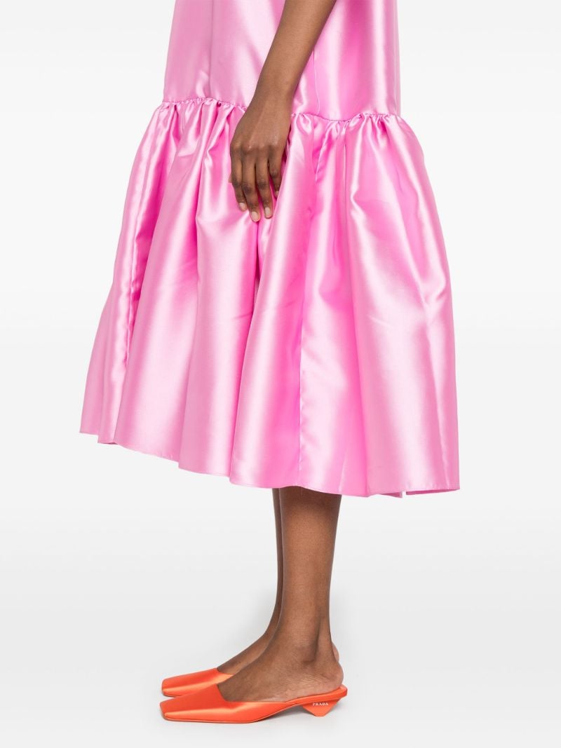 Pink Peplum-hem Satin Midi Dress