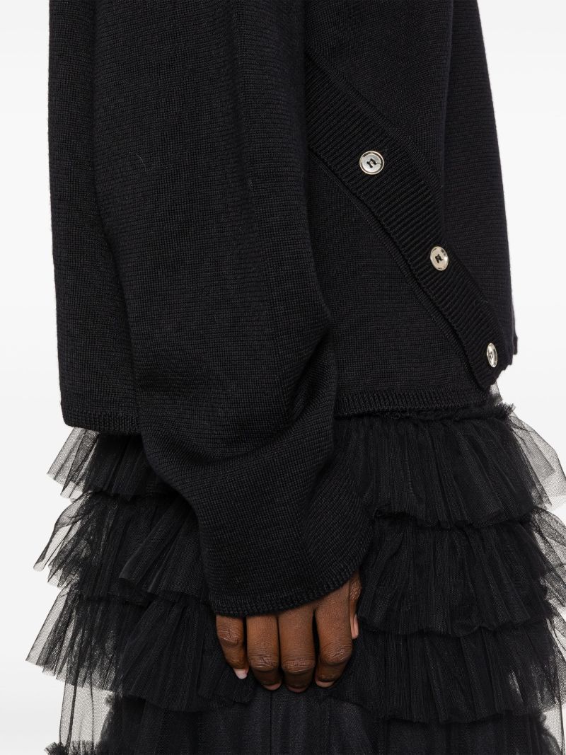 Black Buttoned Merino Sweater