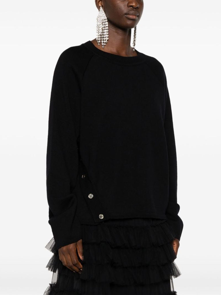 Black Buttoned Merino Sweater