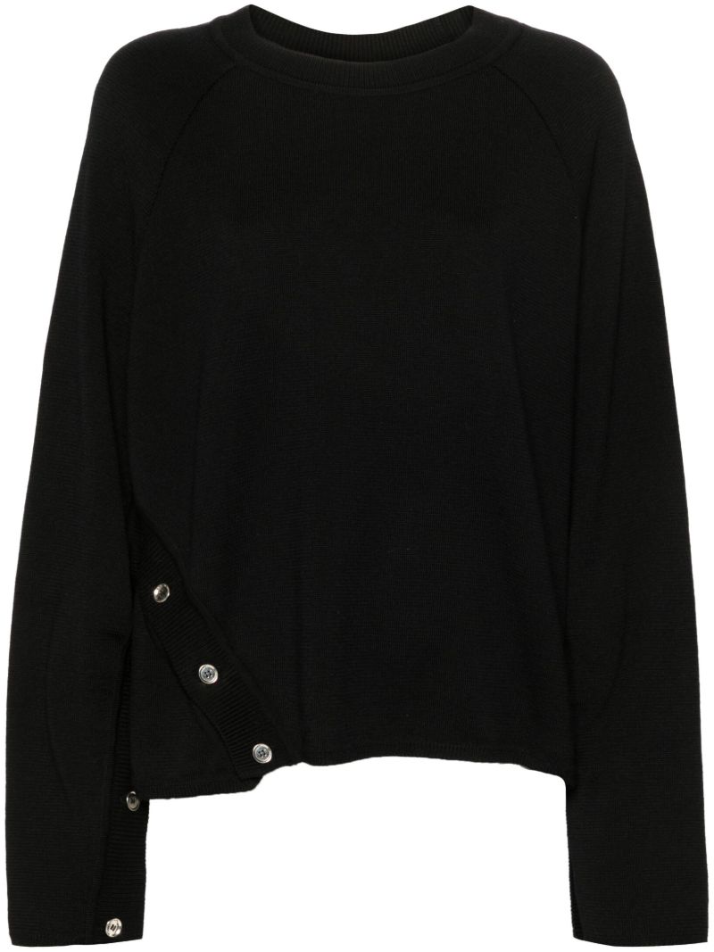 Black Buttoned Merino Sweater