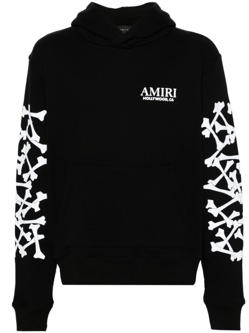 Black Bones Stacked Cotton Hoodie