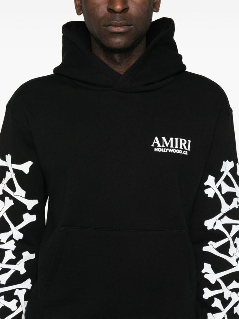 Black Bones Stacked Cotton Hoodie