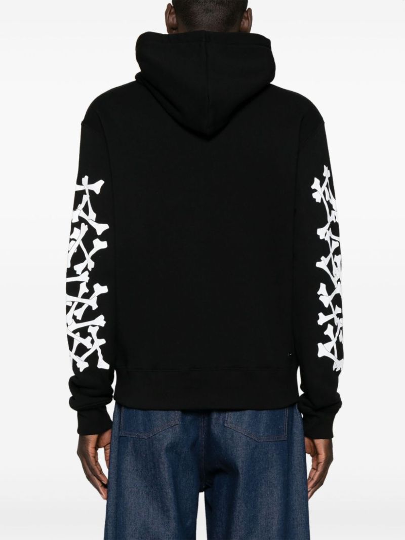 Black Bones Stacked Cotton Hoodie