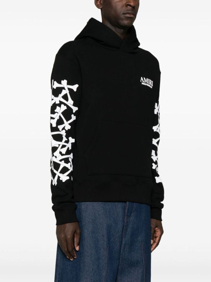 Black Bones Stacked Cotton Hoodie
