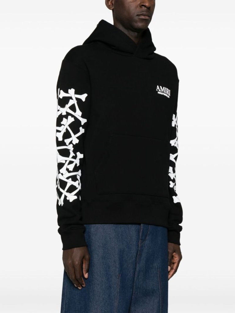 Black Bones Stacked Cotton Hoodie