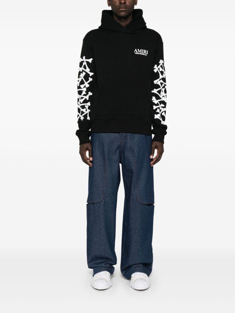 Black Bones Stacked Cotton Hoodie