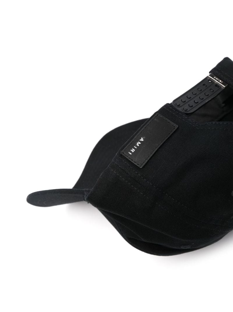 Black Ma-embroidered Cotton Cap
