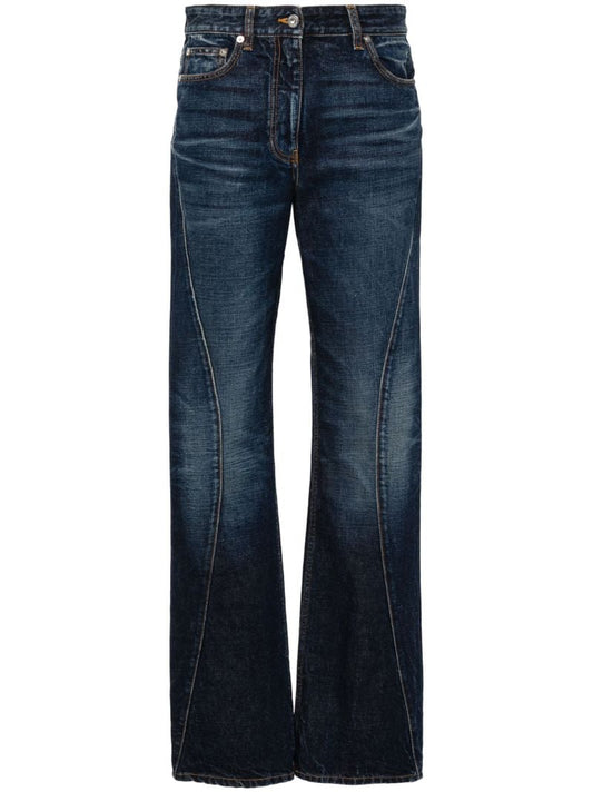 Blue Panelled Straight-leg Jeans