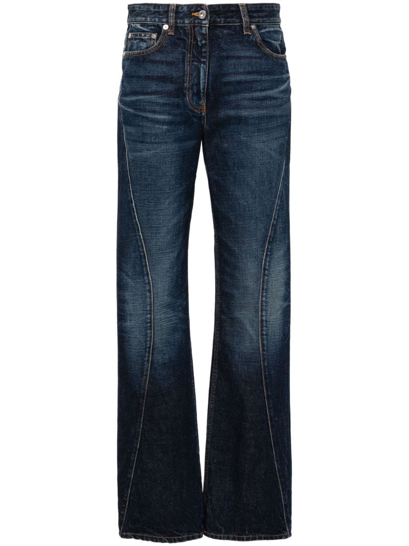 Blue Panelled Straight-leg Jeans