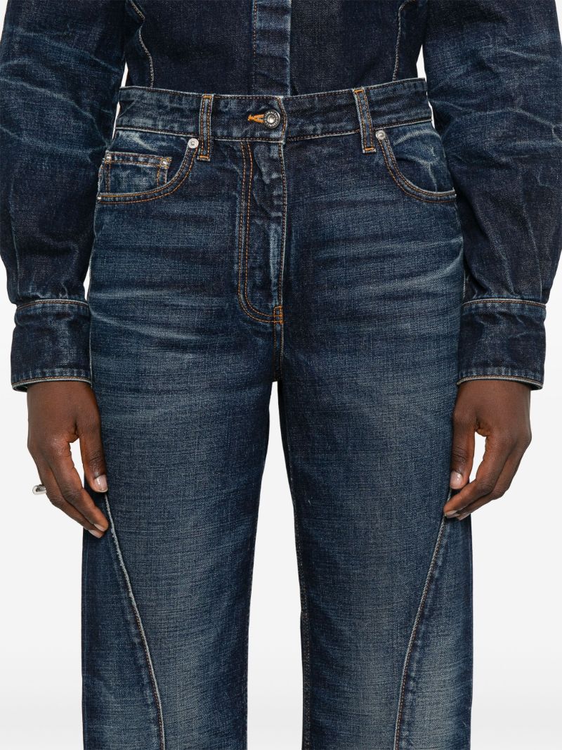 Blue Panelled Straight-leg Jeans