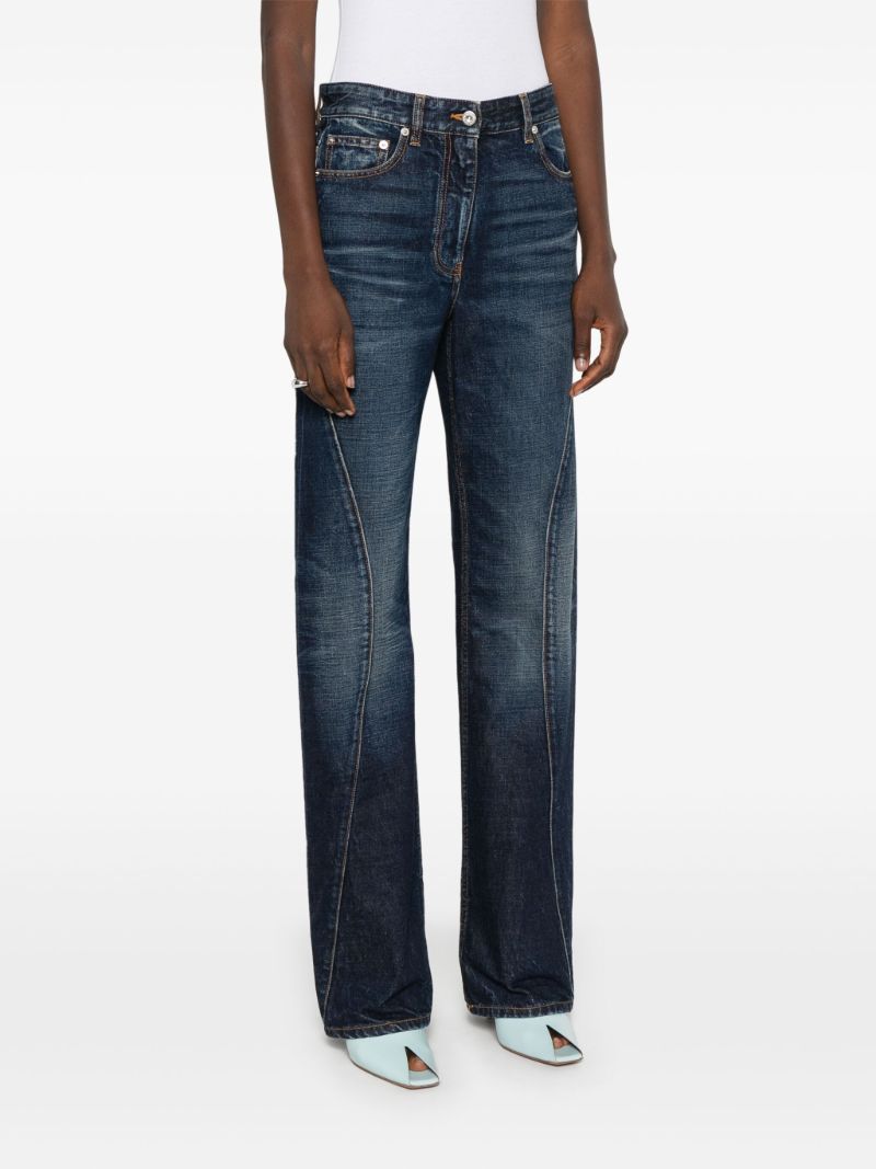 Blue Panelled Straight-leg Jeans
