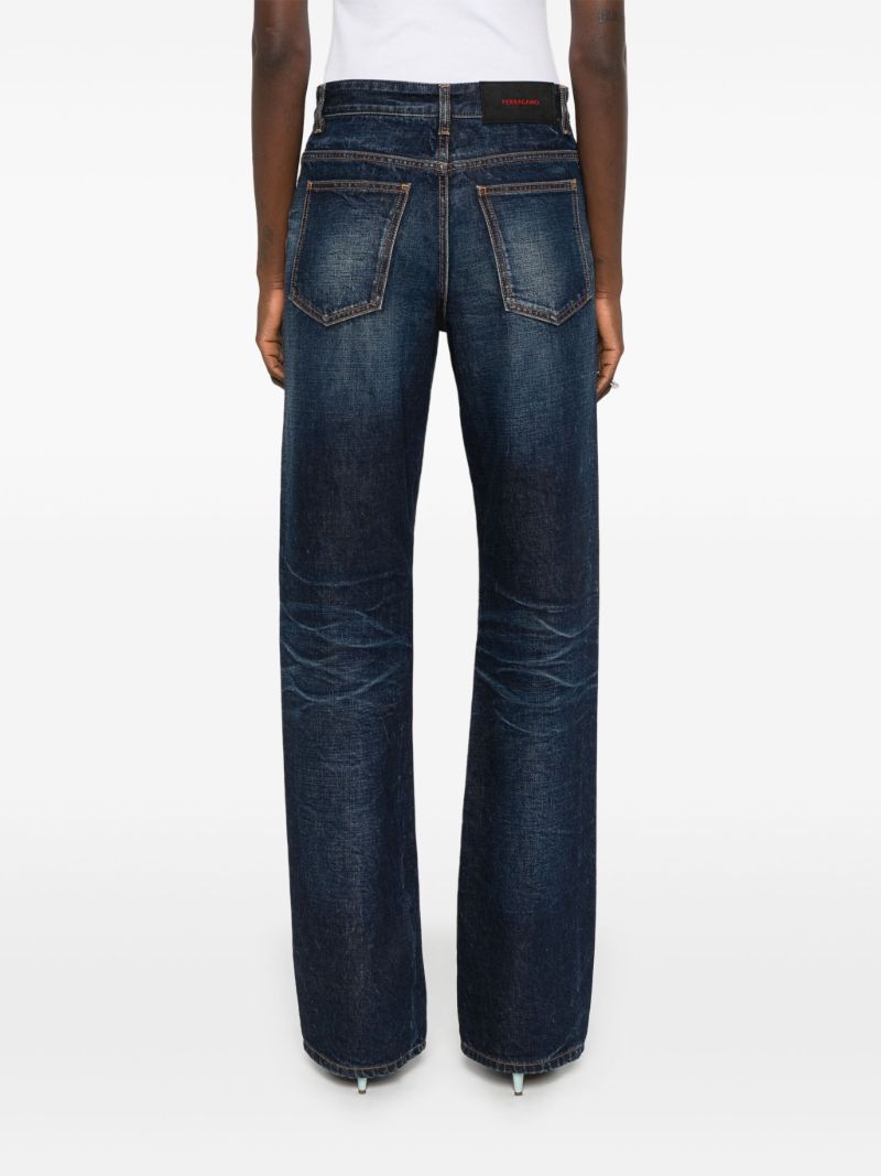Blue Panelled Straight-leg Jeans