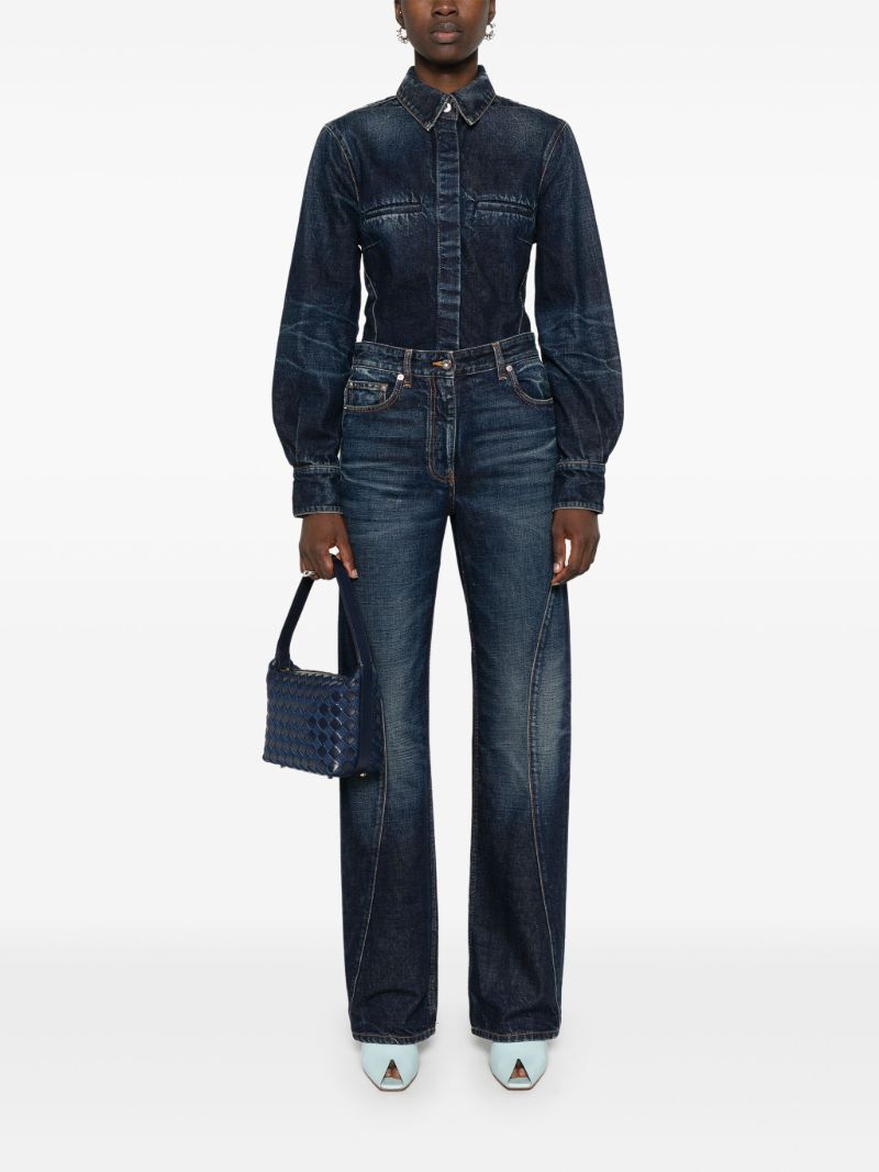 Blue Panelled Straight-leg Jeans