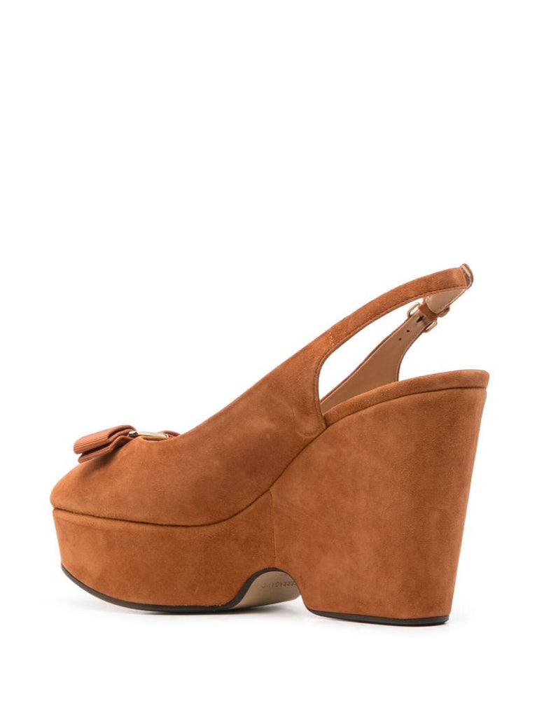 Brown Vara Suede Wedge Sandals