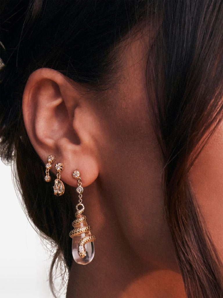 14k Yellow Gold Diamond Drop Earrings