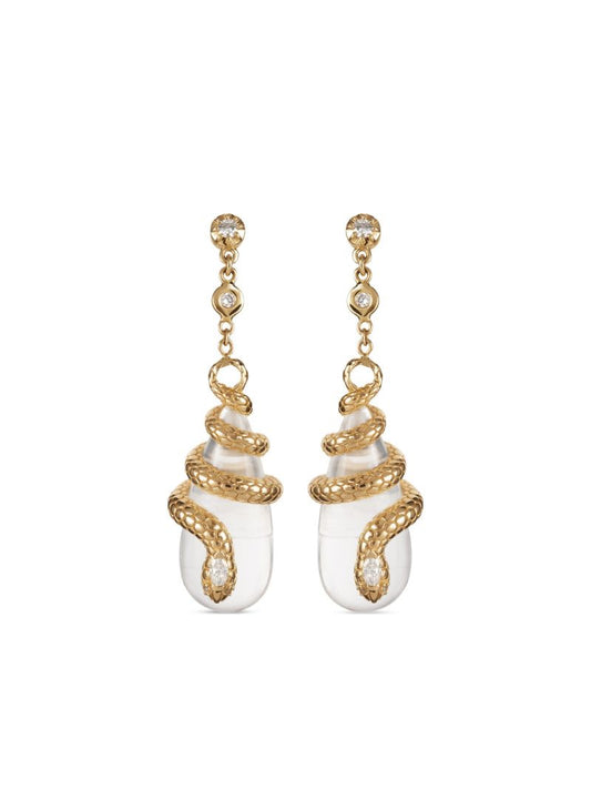 14k Yellow Gold Diamond Drop Earrings