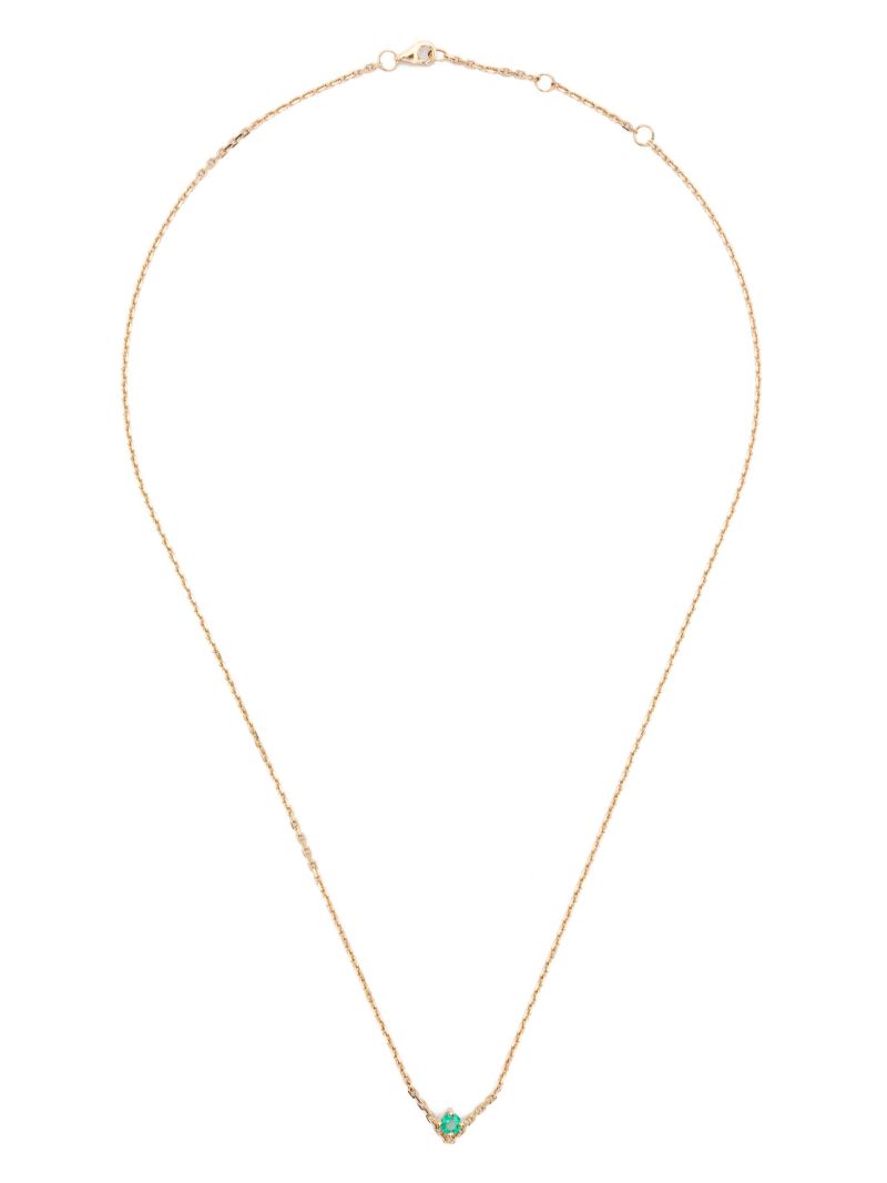 18k Yellow Gold Collier Solitaire Emerald Necklace