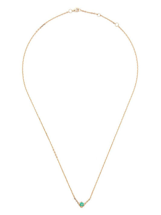 18k Yellow Gold Collier Solitaire Emerald Necklace