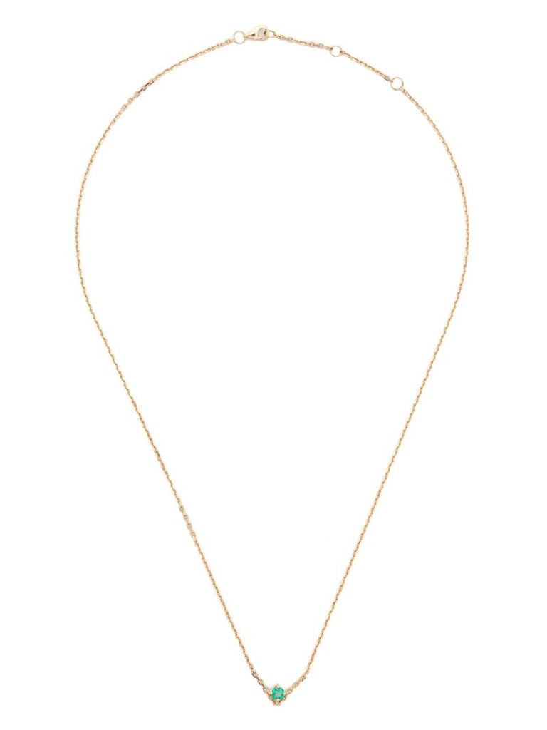 18k Yellow Gold Collier Solitaire Emerald Necklace