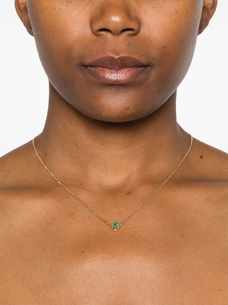 18k Yellow Gold Collier Solitaire Emerald Necklace