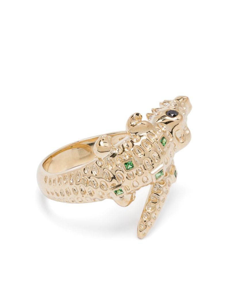 9k Gold Bague Crocodile Diamond Ring