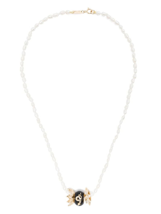 14k Yellow Gold Pearl and Diamond Necklace