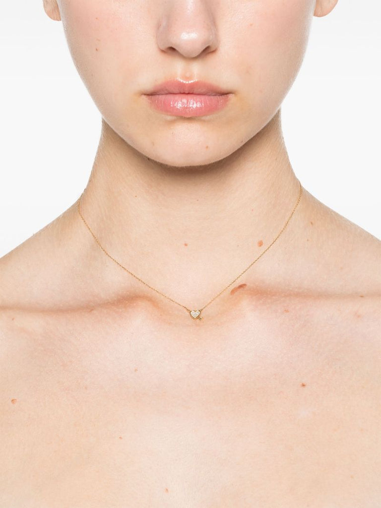 14k Yellow Gold Heart + Arrow Diamond Necklace