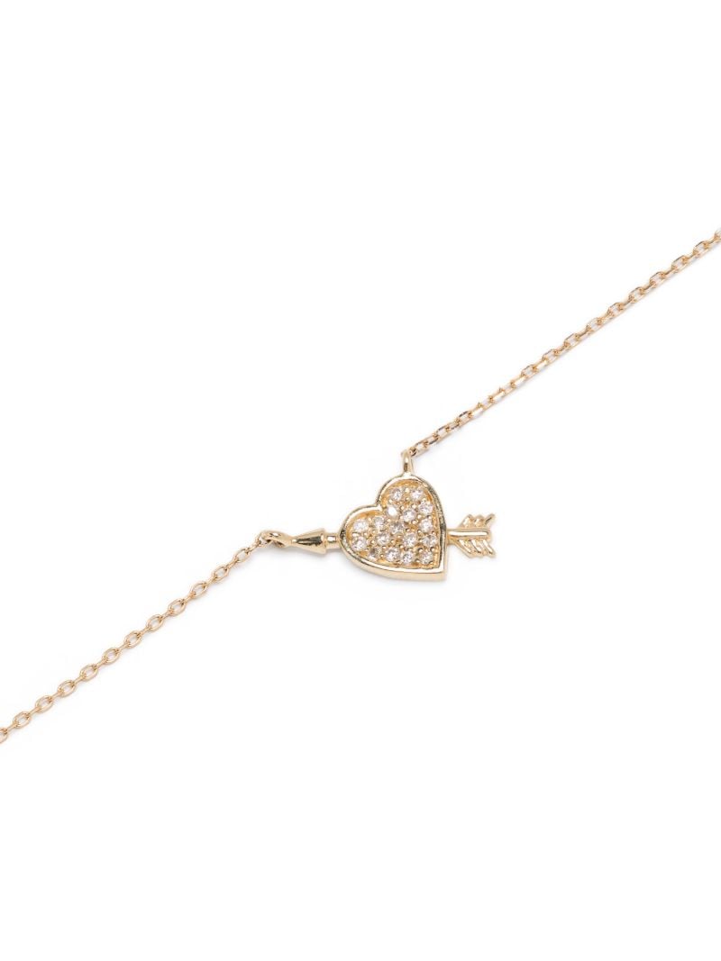 14k Yellow Gold Heart + Arrow Diamond Necklace