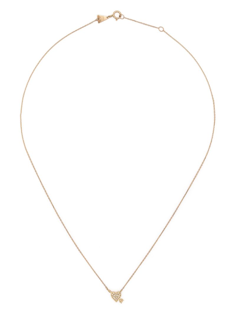 14k Yellow Gold Heart + Arrow Diamond Necklace