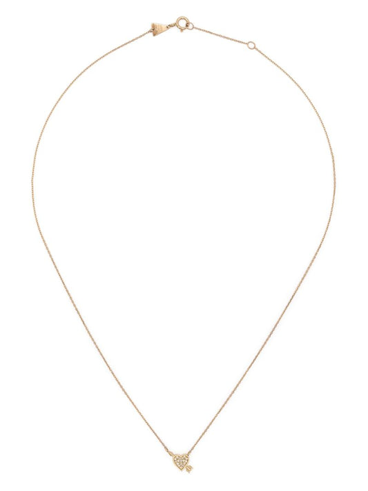 14k Yellow Gold Heart + Arrow Diamond Necklace