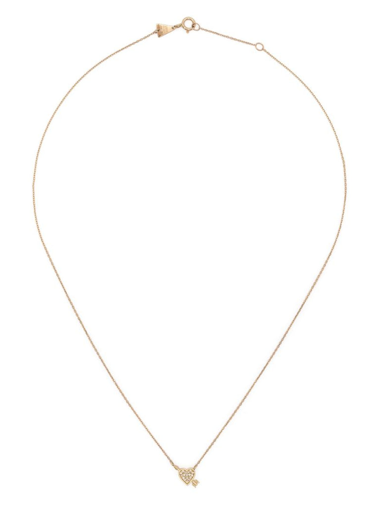 14k Yellow Gold Heart + Arrow Diamond Necklace