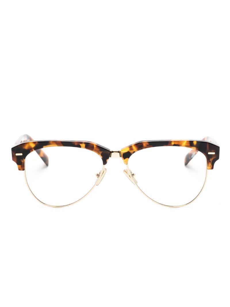 Brown Tortoiseshell-effect Browline Glasses