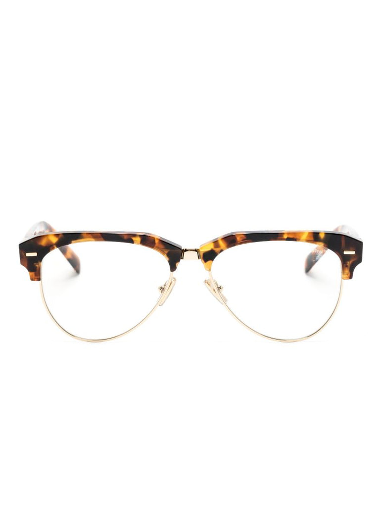 Brown Tortoiseshell-effect Browline Glasses