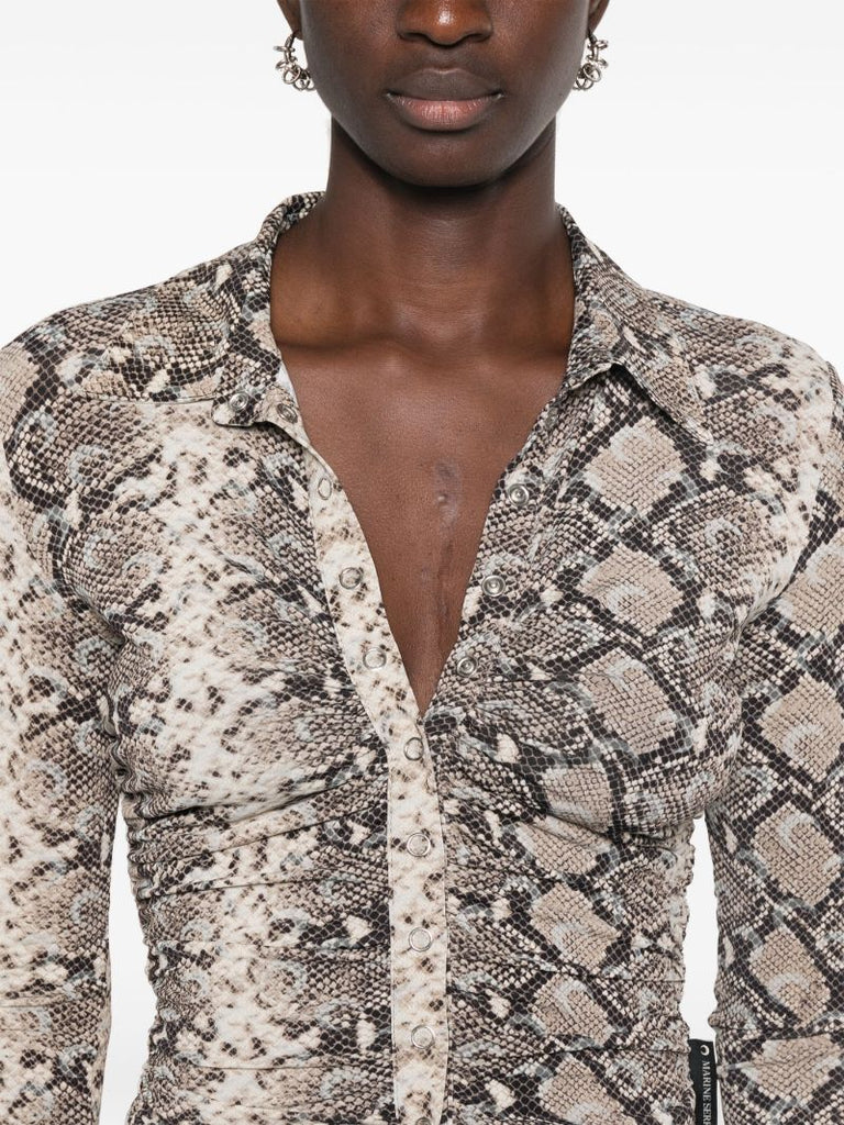 Snake-print Ruched Blouse