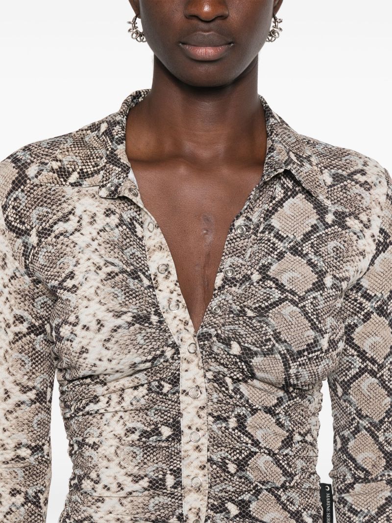 Snake-print Ruched Blouse