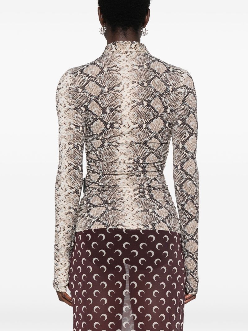 Snake-print Ruched Blouse