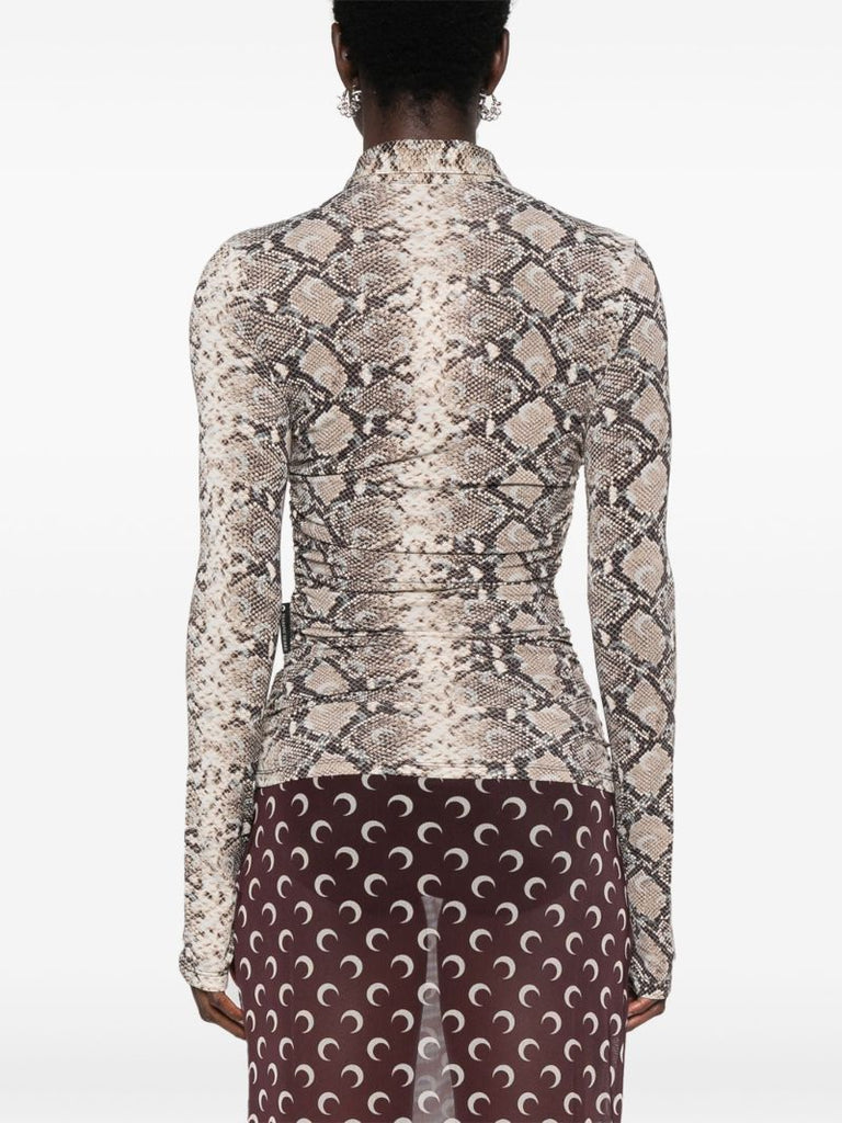 Snake-print Ruched Blouse