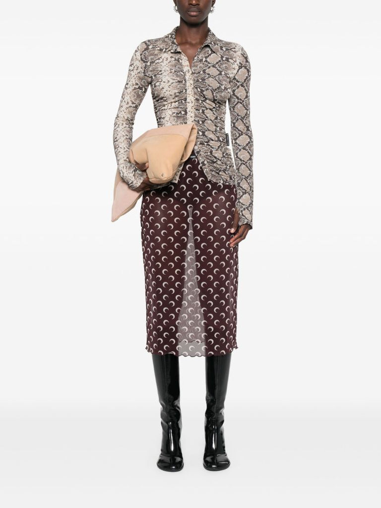 Snake-print Ruched Blouse