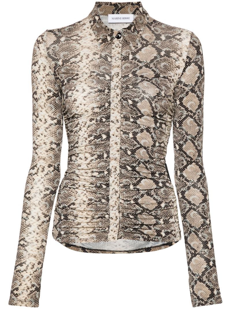 Snake-print Ruched Blouse